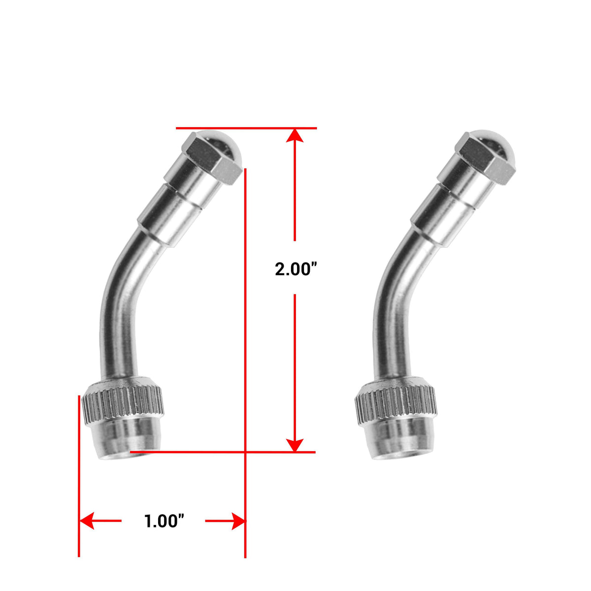 18045 Valve Stem Extension Kit 2 pcs 45 Degree, 2 Caps (Pair